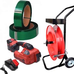 Zestaw do spinania ARGON 10-16mm PET/PP, bateria, ładowarka, taśma PET 12mm, wózek